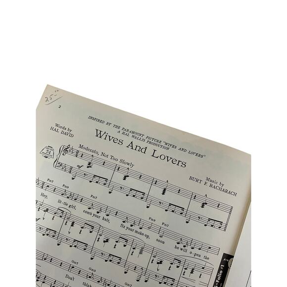 Wives and Lovers Sheet Music 1963 Hal David Burt Bacharach - Picture 3 of 5